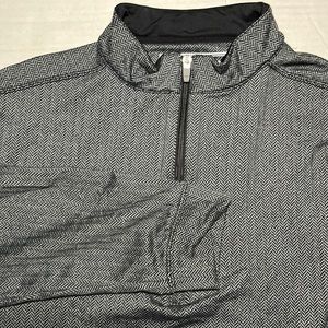 Straight Downs Mens 2XL 1/4 Zip Black Herringbone Pattern Long Sleeve